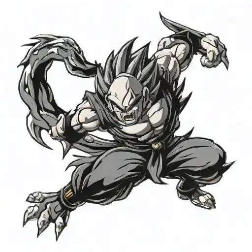 saiyan logo mixed with majin buu logo tattoo design idea