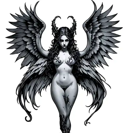 succubus womb tattoo wings spread tattoo design idea