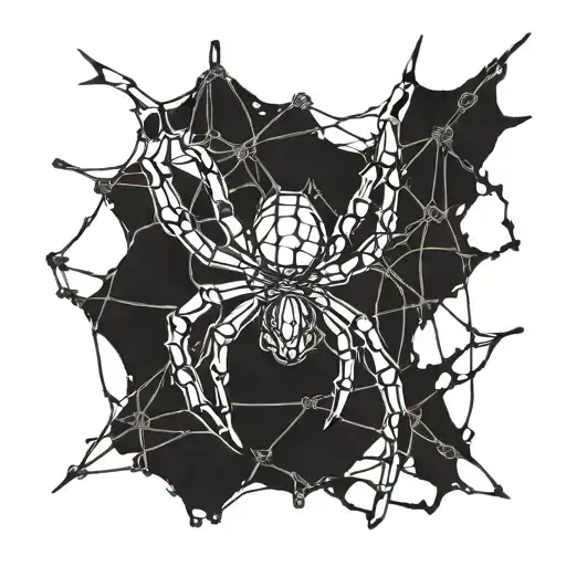 A gothic cybersigilism spider crawling on a barbed wire fence tattoo design idea