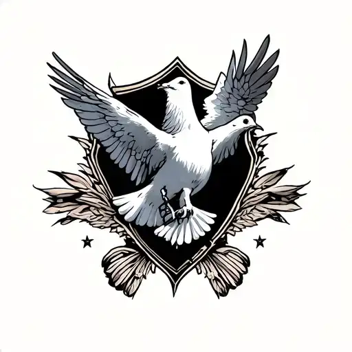 Dove of peace with protection vest holding prc 152 tattoo design idea