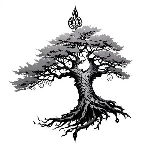 goddess freya symbol tree tattoo design idea