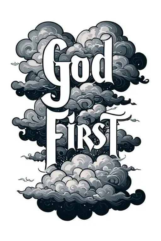 "God First" Clouds forming the shape tattoo design idea