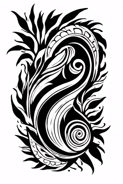 Create me a tattoo for the back of my right calf mussel, I want it to be a Maori design significance of family, strength tattoo design idea