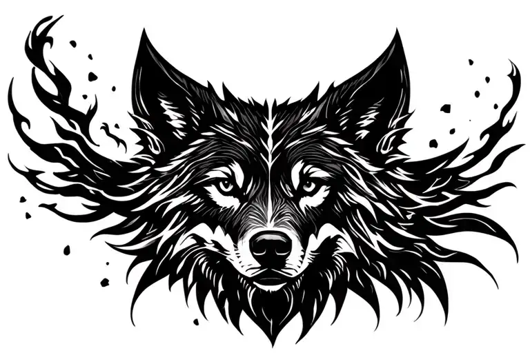 Spirit -shaped wolf tattoo design idea