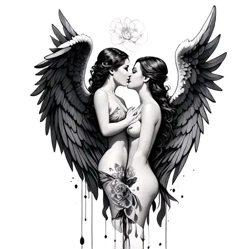 Cherba Angels Kissing l tattoo design idea