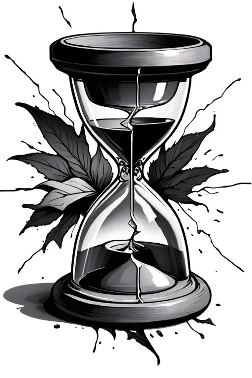 A hourglass broken by a fake in width. The upper part illustrates life, the lower part of death tattoo design idea