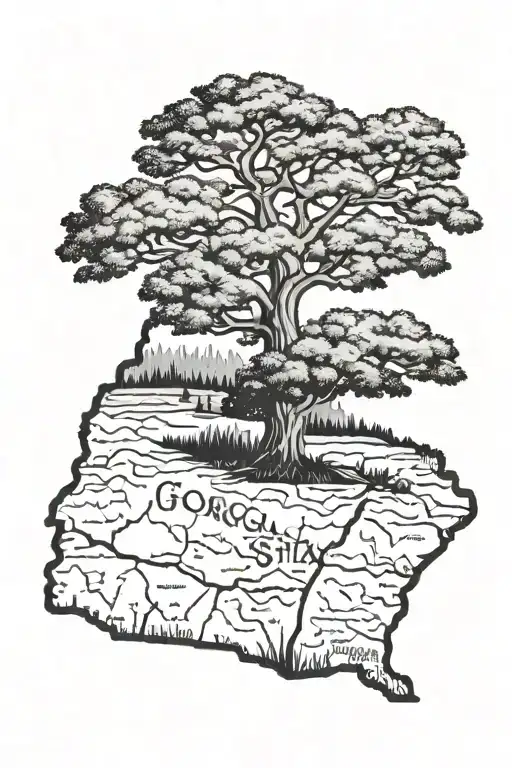 Georgia state outline filled 478 country roads tattoo design idea