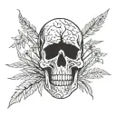 nature trees grass field emotional   skull at peace arm sleeve tattoo design idea