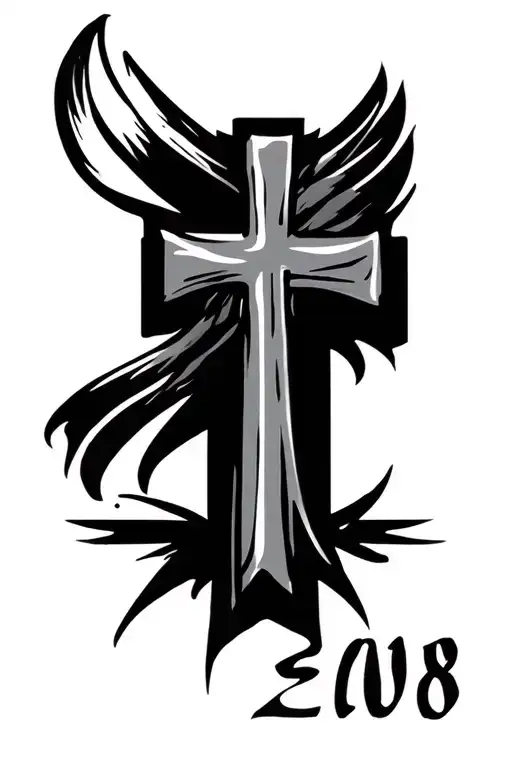 simple cross tattoo that looks cool and also has the number 2008 and the tattoo not that big only like 2cm*3cm tattoo design idea