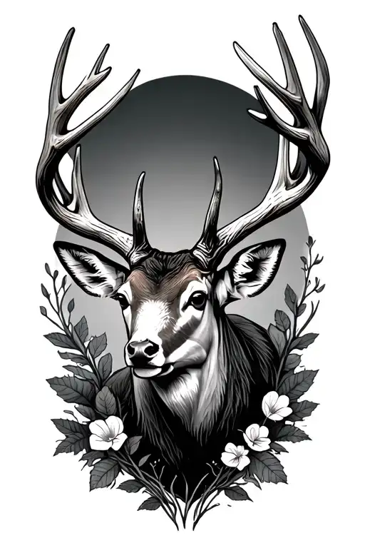 deer antler tattoo design idea
