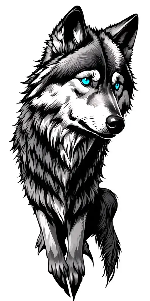 Wolf with Blue Eyes tattoo design idea