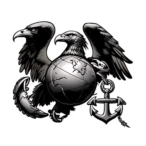 fine line usmc eagle globe and anchor tattoo design idea