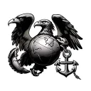 fine line usmc eagle globe and anchor tattoo design idea