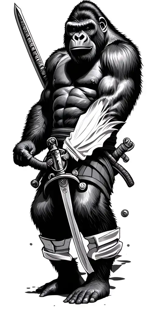 Mimosas / Gorilla / Courrage / Sword / Martial art / Mechanic tattoo design idea