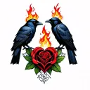 two crows and heart celtic fire rose tattoo design idea
