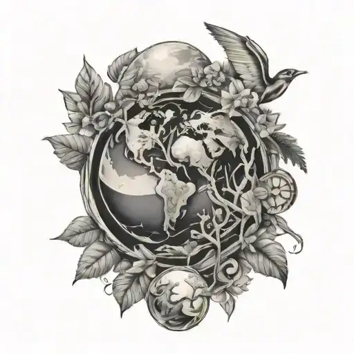 nature earth sign evolution tattoo design idea