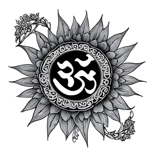 sanskrit shloka with artwork and karma written with it tattoo design idea