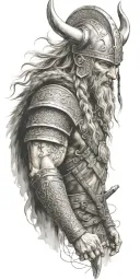 viking warriors valhalla tattoo design idea