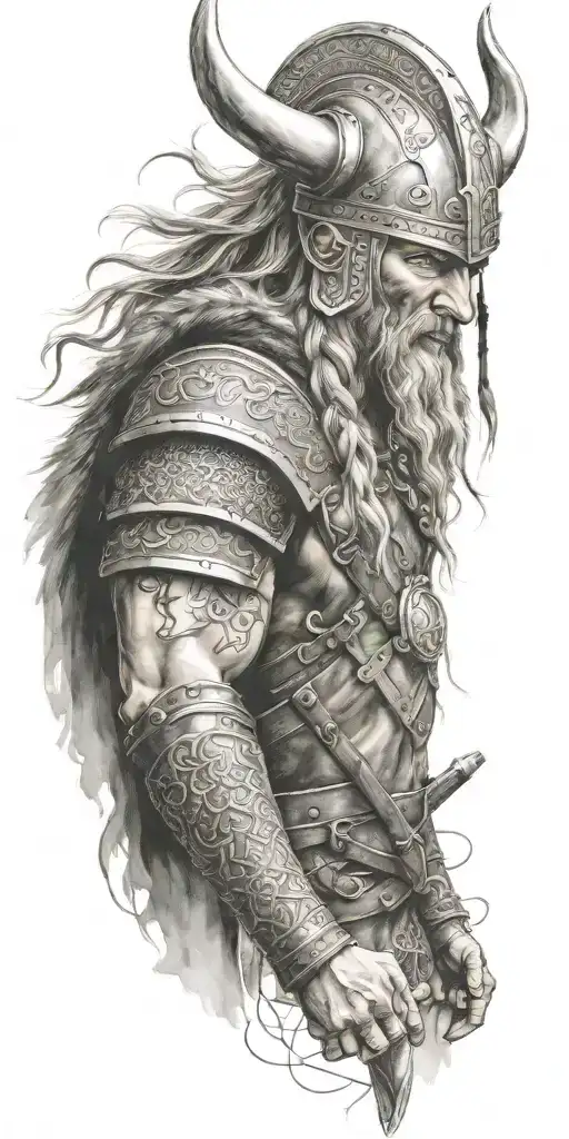 viking warriors valhalla tattoo design idea