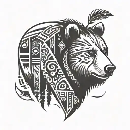Combine Navajo symbols with a bear silhouette for a unique tattoo tattoo design idea