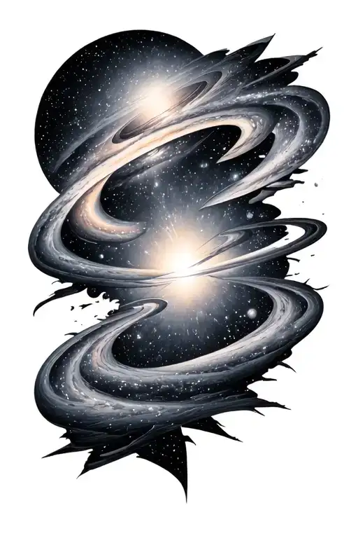 andromeda galaxy and milky way galaxy colliding tattoo design idea