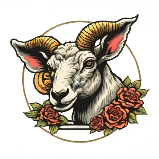 lamb head on a platter tattoo design idea