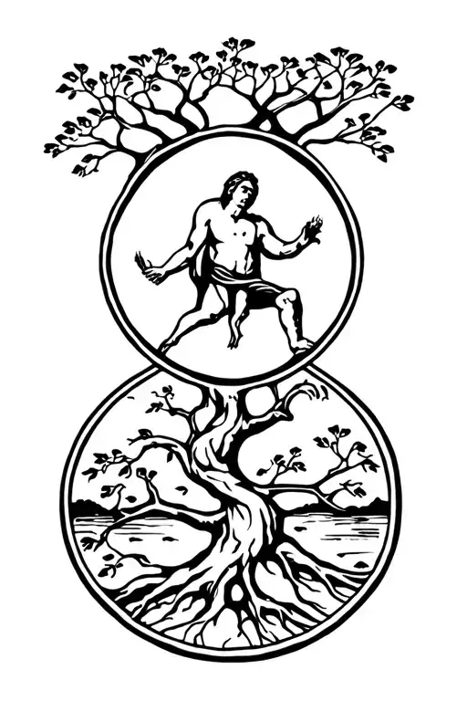 Saint Christophe in Tree of Life tattoo design idea