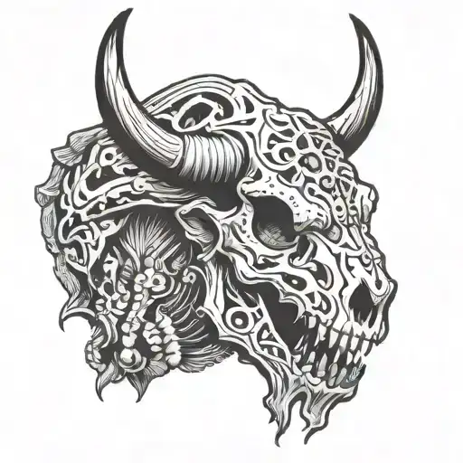 buffalo skull tattoo design idea