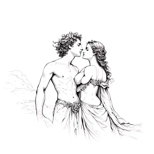 orpheus and eurydice  tattoo design idea