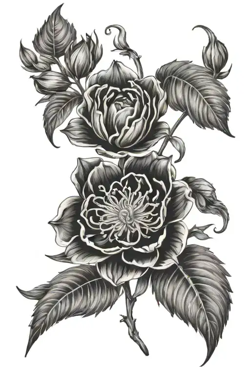 birth month flowers February April May and July birth flower tattoo design idea