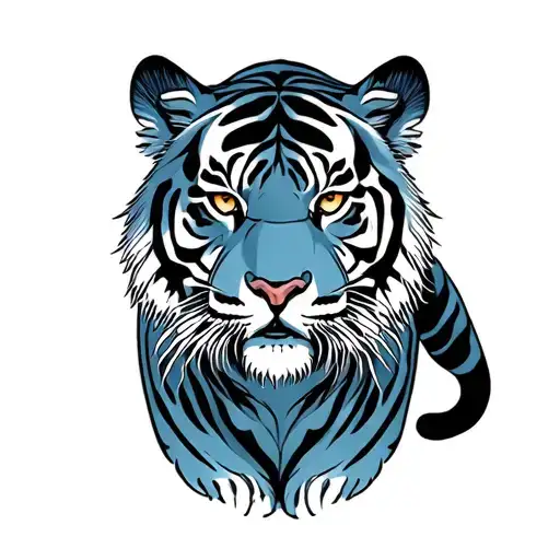 female walking tiger tattoo design idea