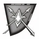 a shield with 3 lightning bolts across it and two cross arrows behind it tattoo design idea