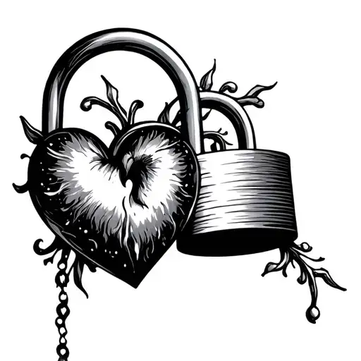 heart and lock being opened tattoo design idea