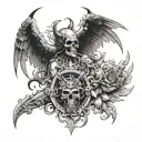 Heaven vs hell tattoo design idea