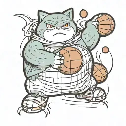snorlax holding basketball wearing Jordan steel 10 tattoo design idea