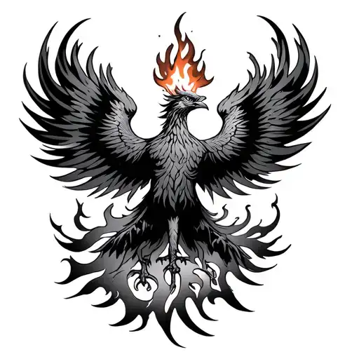phoenix with fire tattoo design idea