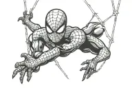 spider man hanging in web design tattoo design idea