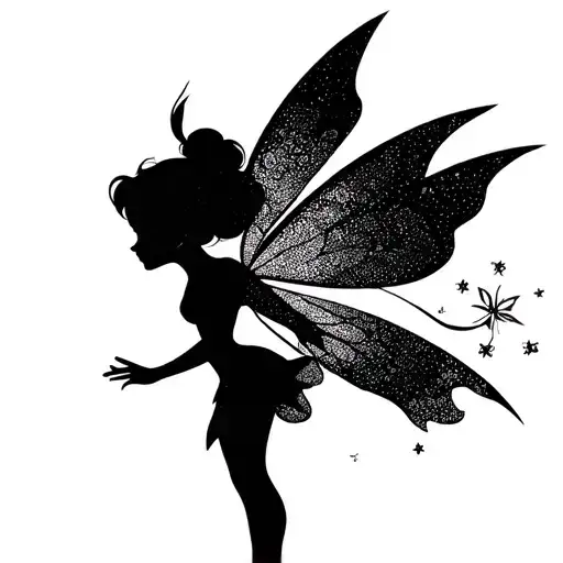 tinkerbell outline tattoo design idea