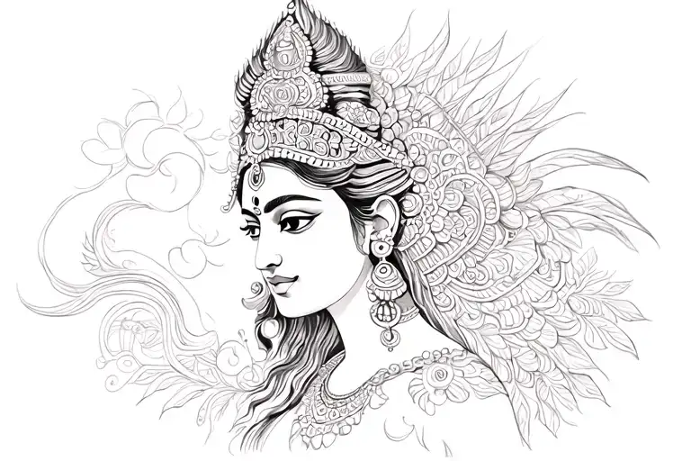 durga authentic avatar tripura tattoo design idea