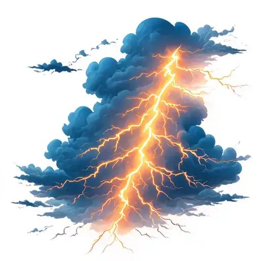 Cloud and lightning bolt striking tattoo design idea