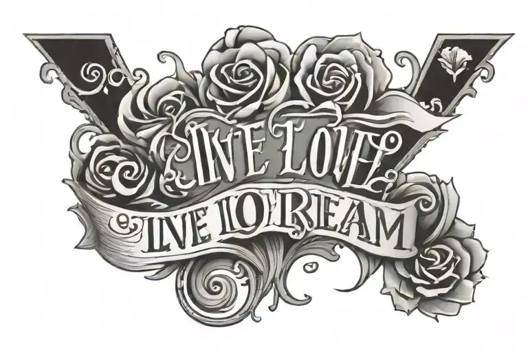 Words written vertically: Live Love Dream tattoo design idea