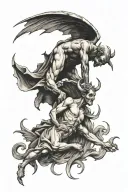 Devil and angel falling tattoo design idea
