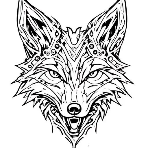Mechanical gears forming the shape of a fox tattoo design idea