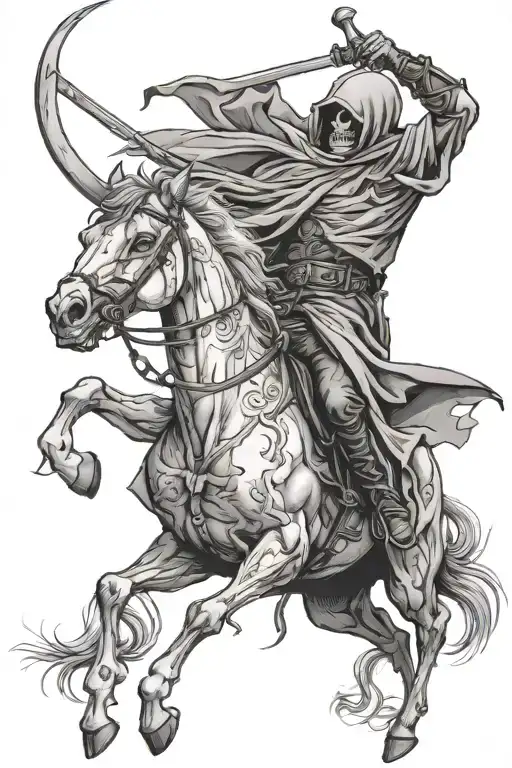 Grim Reaper On Pale Horse bucking tattoo design idea