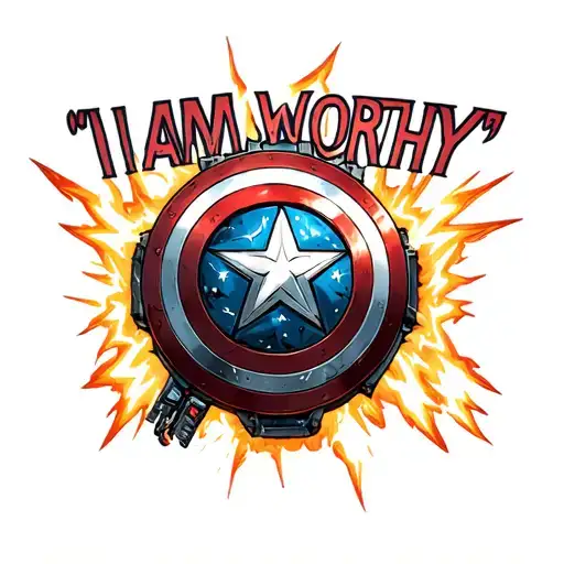 "I am worthy" captain america shield and arc reactor mixed with lightning tattoo design idea