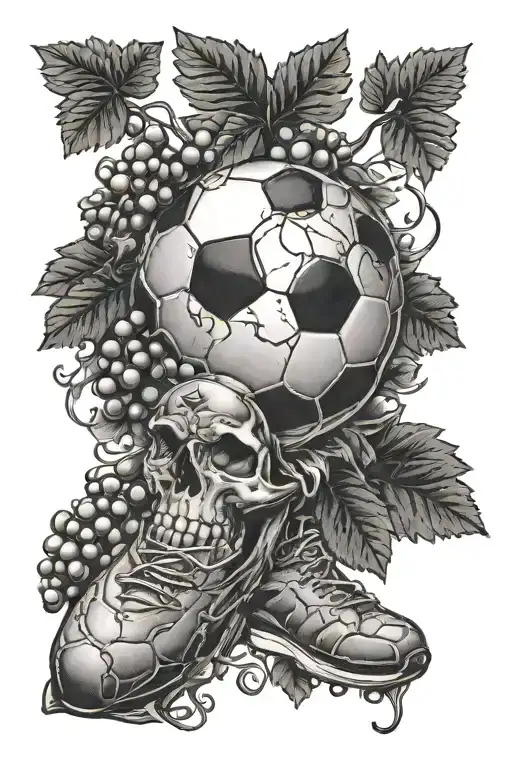 grandfather memorial tattoo featuring soccer and grape tattoo design idea