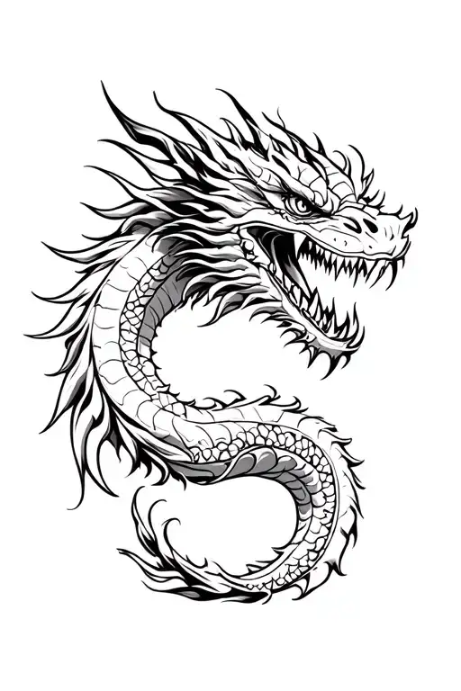 evil dragon chinese tattoo design idea