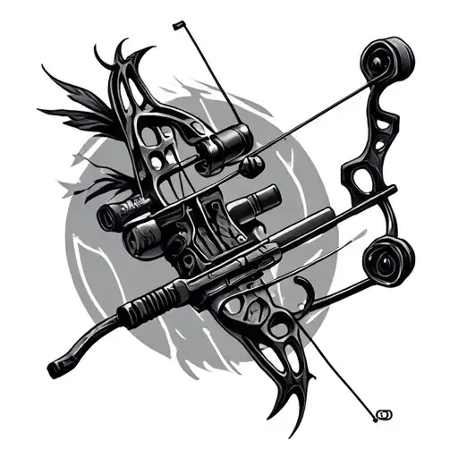 compound bow tattoo design idea