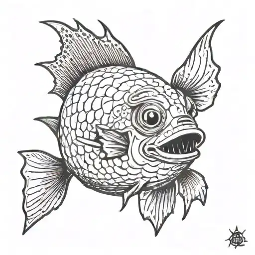 a blowfish dressed as Jesse Pinkman from breaking bad  tattoo design idea