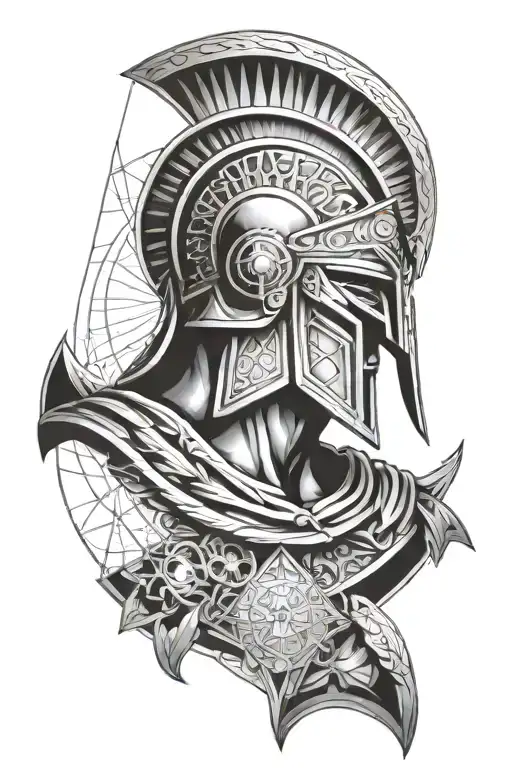 Spartan and Greek mythology. Knowledge, Masonic eye, lines tattoo design idea
